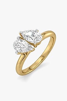 Gold Plated Two Pear-Cut Diamond Ring