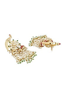 Gold Finish Kundan Polki Meenakari Dangler Earrings
