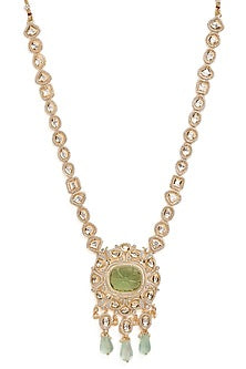 Gold Finish Semi-Precious Stone Long Necklace Set