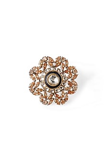 Gold Finish Kundan Polki Ring