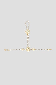 Gold Finish Pearl Hand Harness In Copper (set of 2)