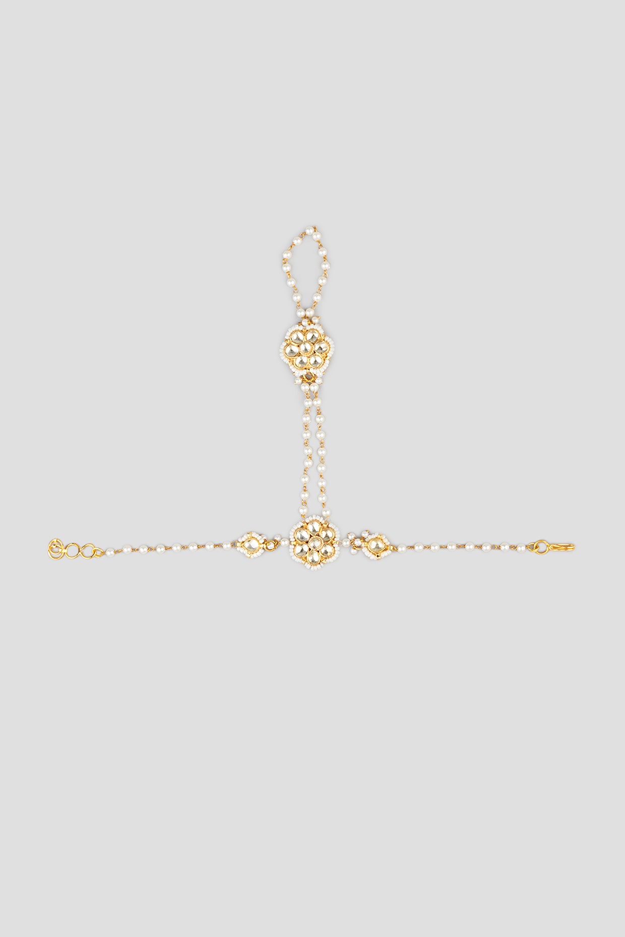 Gold Finish Pearl Hand Harness In Copper (set of 2)