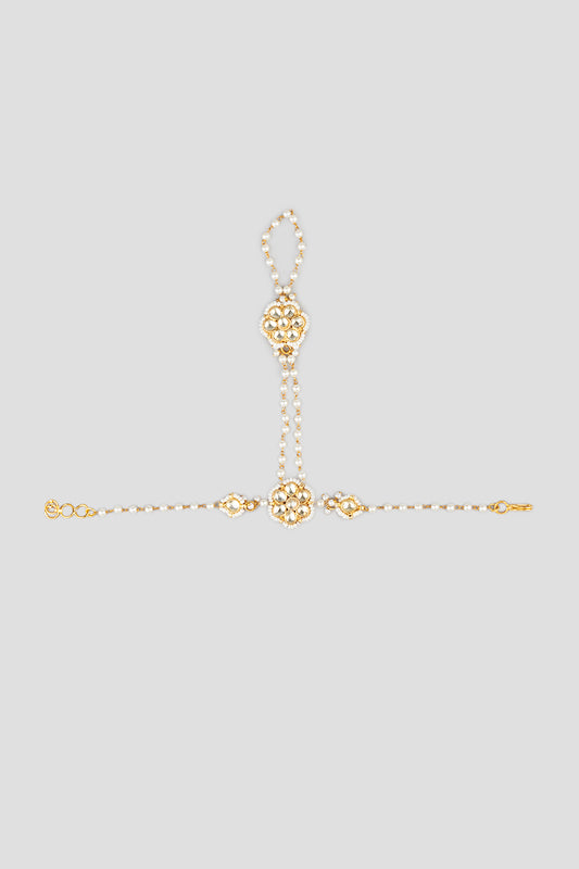 Gold Finish Pearl Hand Harness In Copper (set of 2)