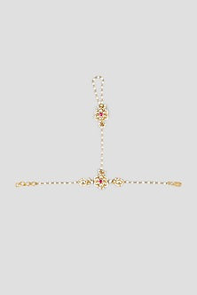 Gold Finish Pearl Hand Harness In Copper (set of 2)