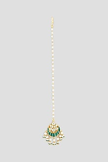 Gold Finish Copper Pearl Maang Tikka