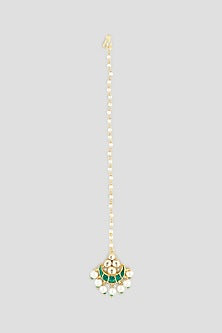 Gold Finish Copper Kundan Polki Maang Tikka
