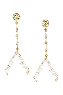 Gold Finish Pearl & Kundan Polki Hand Harnesses ( Set of 2)