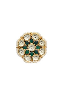 Gold Finish Kundan Polki Ring