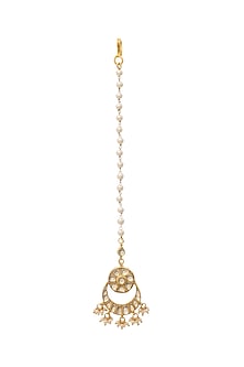 Gold Finish Kundan Polki Maang Tikka