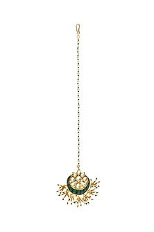 Gold Finish Pearl Maang Tikka