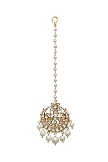 Gold Finish Pearls Maang Tikka