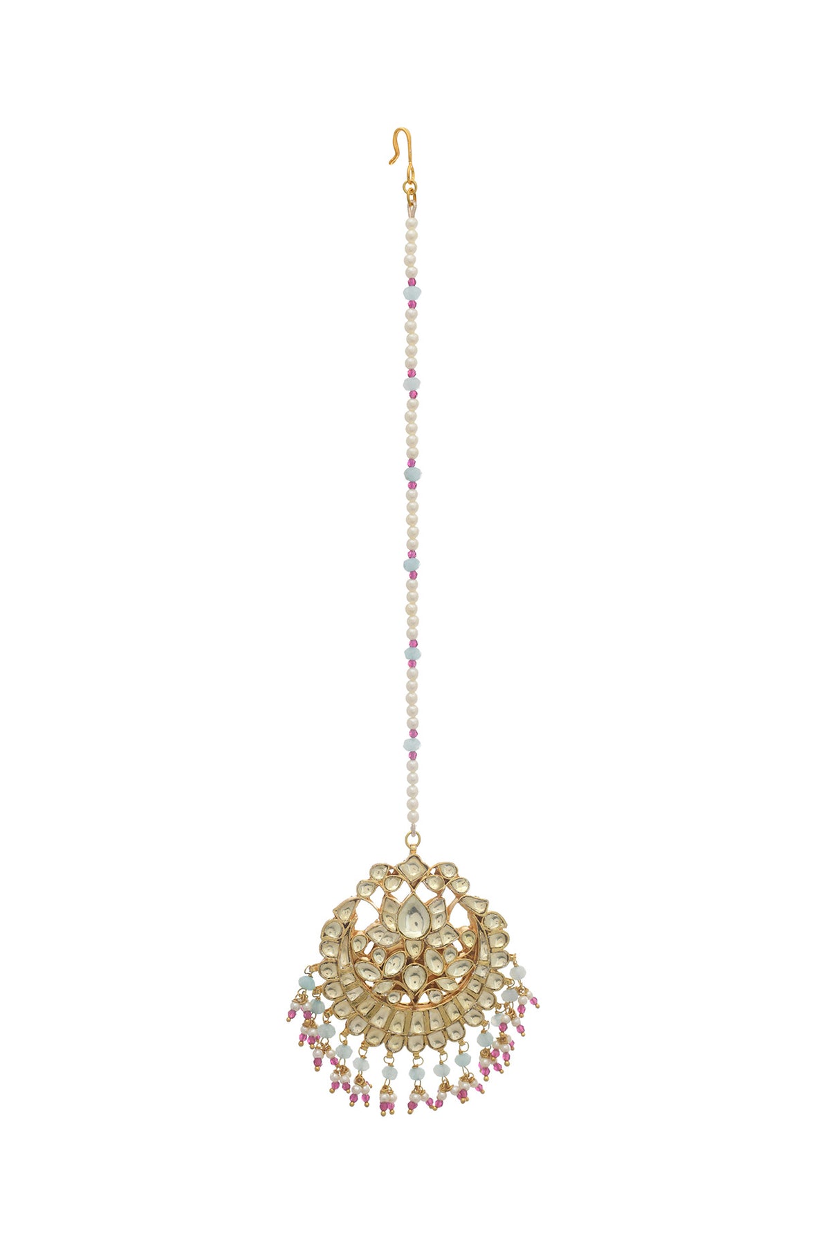 Gold Finish Kundan Polki Maangtikka