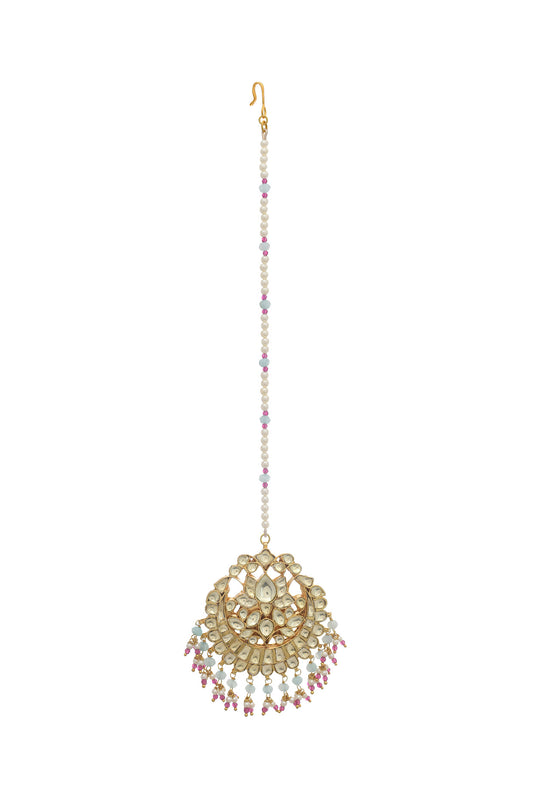 Gold Finish Kundan Polki Maangtikka