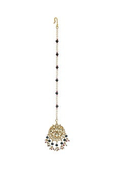 Gold Finish Maangtikka With Kundan Polki