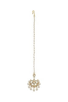 Gold Finish Maangtikka With Pearls