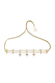 Gold Finish Pearl Choker Necklace