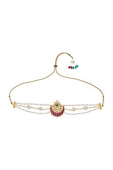 Gold Finish Kundan Polki & Pearl Choker Necklace