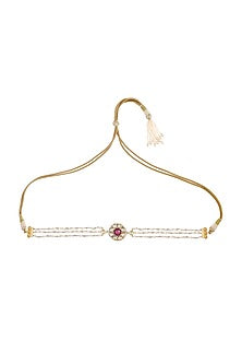 Gold Finish Pearl Choker Necklace