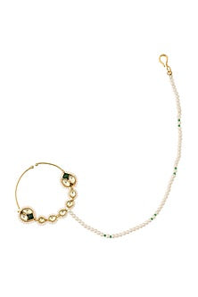 Gold Finish Kundan Nose Ring
