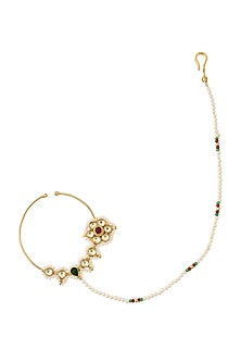 Gold Finish Nose Ring With Pearl