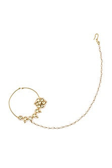 Gold Finish Kundan Nose Ring