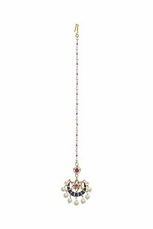 Gold Finish Kundan Polki Maang Tikka