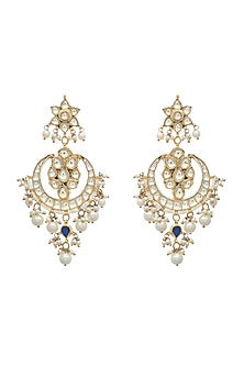 Gold Finish Kundan Polki Dangler Earrings