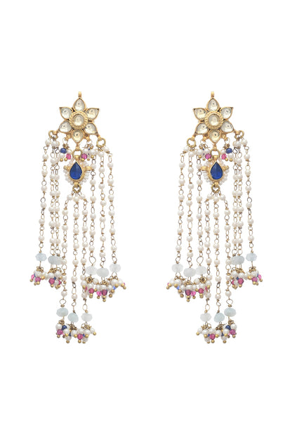 Gold Finish Kundan Polki Dangler Earrings