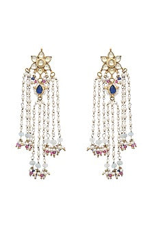 Gold Finish Kundan Polki Dangler Earrings