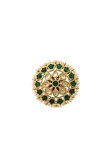 Gold Finish Kundan Polki Ring