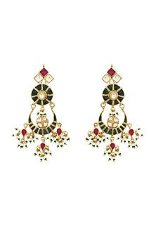 Gold Finish Kundan Polki Necklace Set