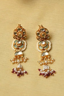 Gold Finish Beaded & Kundan Polki Choker Necklace Set