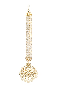 Gold Finish Jadau Kundan Polki Maangtikka