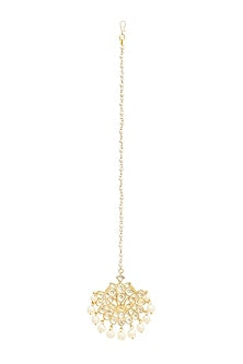 Gold Finish Pachi Kundan Polki Maangtikka