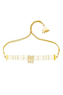Gold Finish Kundan Polki & Pearl Choker Necklace