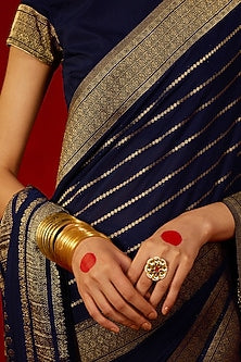 Gold Finish Kundan Polki Ring