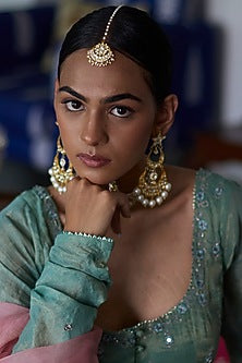 Gold Finish Kundan Polki Maangtikka