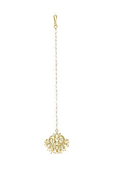 Gold Finish Kundan Polki Maangtikka