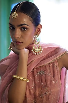 Gold Finish Kundan Polki Maangtikka