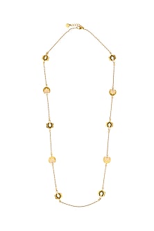 Gold Finish Enameled Long Necklace