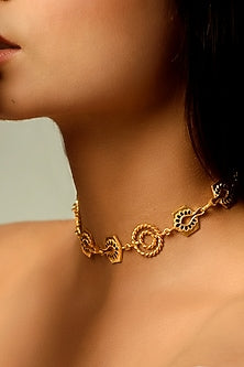 Gold Finish Brass Choker Necklace