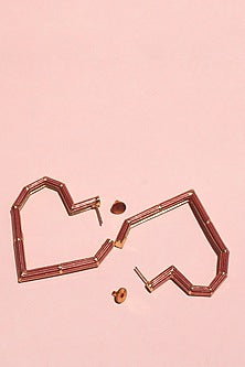 Gold Finish Enameled Heart Earrings