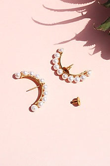 Gold Finish Pearl Earcuffs