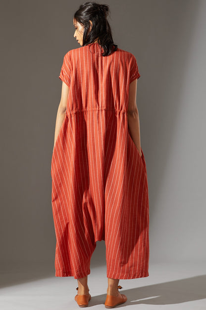 Rust Drawstring Crotch Pants Jumpsuit
