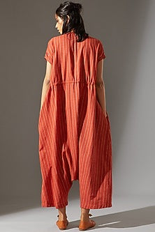 Rust Drawstring Crotch Pants Jumpsuit
