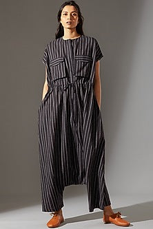 Black Drawstring Crotch Pants Jumpsuit