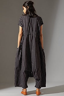 Black Drawstring Crotch Pants Jumpsuit