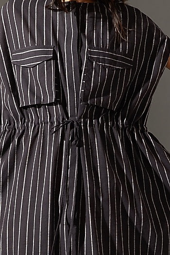 Black Drawstring Crotch Pants Jumpsuit