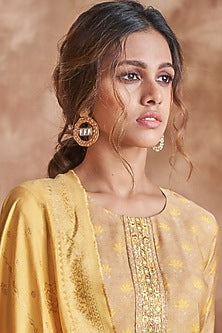 Gold Finish Zircon Textured Dangler Earrings