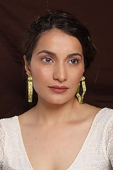 Gold Finish Pearl Hoop Earrings